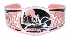 Unique lake scene and loon ducks bracelets delicately handmade from copper in filigree style