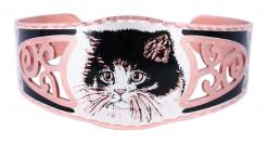 Filigree handmade bracelets created from copper in cute kitten design