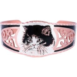 Show off your love for animals by wearing this delightful filigree handmade cute kitten bracelet
