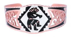 Kokopelli Native American filigree bracelet handmade from copper silver-plated and diamond cut to sparkle