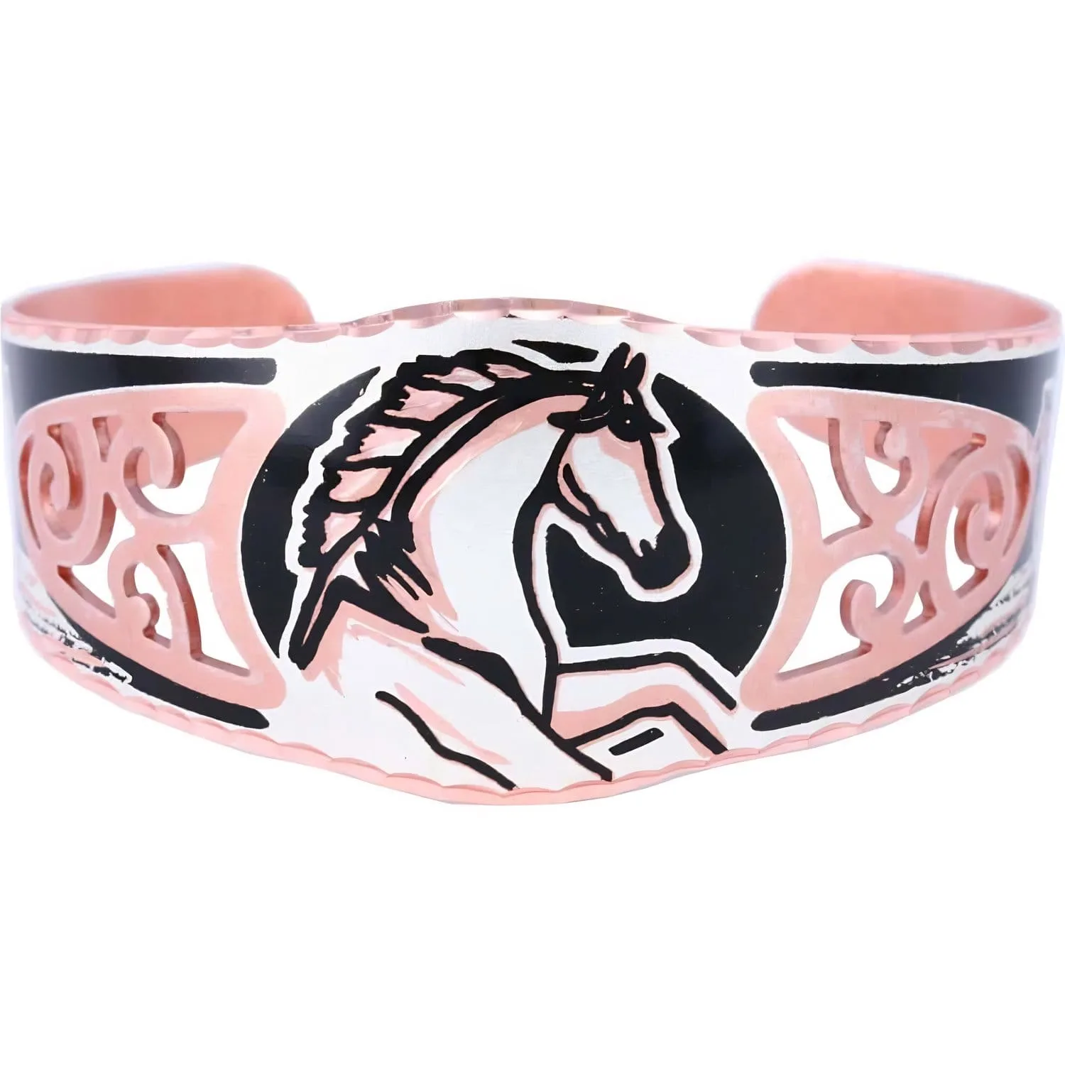 Stallion horse bracelets handmade from copper in stunning filigree style