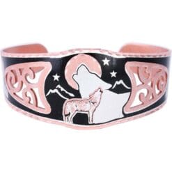 Buy enchanting howling wolf and wolf silhouette handmade bracelet in filigree style