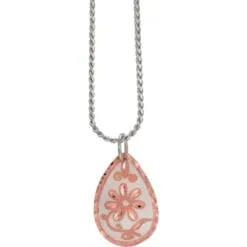 Handcrafted silver-plated and pure copper daisy flower teardrop pendant necklace on a 20-inch chain