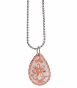 Teardrop Flower Necklace with 20 Inches Log Silver Plated Chain
