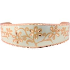 Silver color flower bracelet handmade from copper with diamond cutting to sparkle