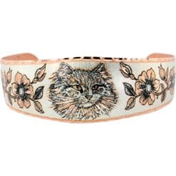 Flower and white Persian cat bracelet for cat loving women