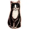 Handcrafted black and white tuxedo cat cutout pure copper and silver-plated brooch pin