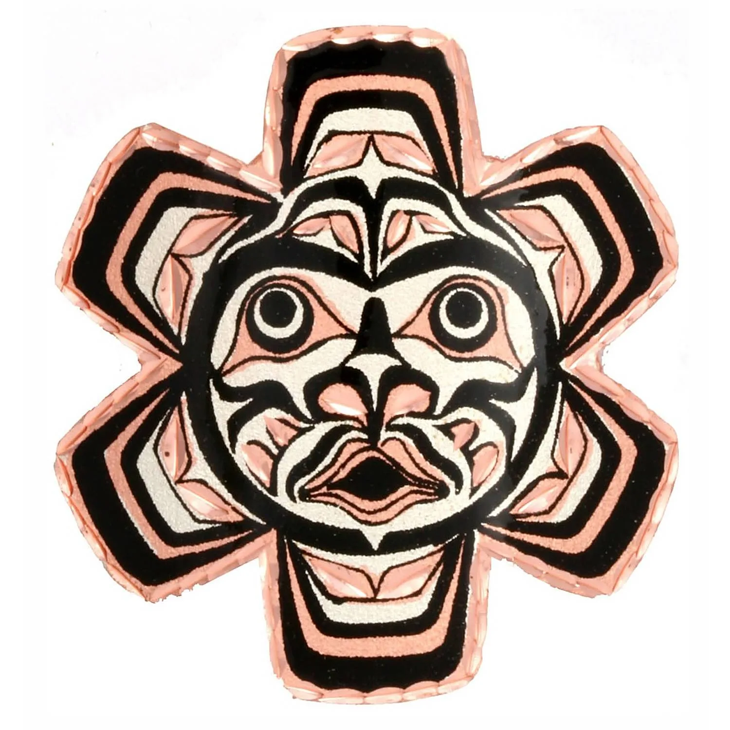 Northwest Native Haida Sun Totem Brooch