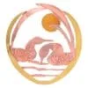 Handmade two-tone Canadian loons in a lake scene oval pure copper brooch pin