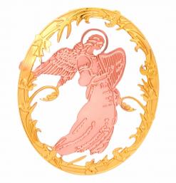 Angel Brooch Made from Copper with Pretty Gold Plated Border