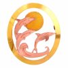 Dolphins Brooch Made by Cut Out in Gold and Copper Colors