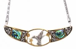 Native Hummingbird choker with Abalone Shell Insets