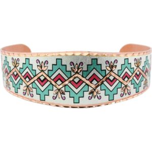 Buy copper bracelets hand painted in Native American design in rainbow colors