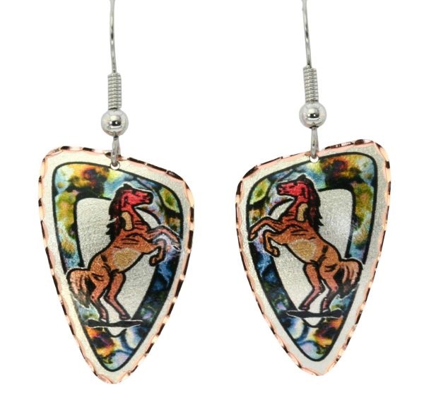 Painted horse earrings with colorful background ideal for a special occasion or anytime