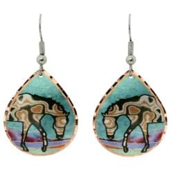 Japanese metal art Mokume-gane artwork horse earrings