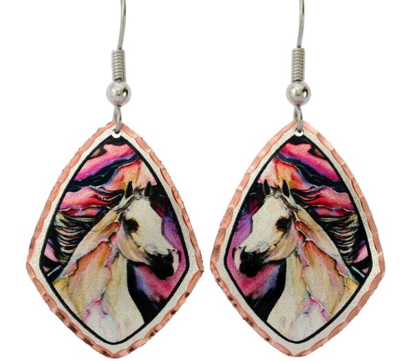 Gorgeous horse earrings handmade from original watercolor artwork by Lynn Bean