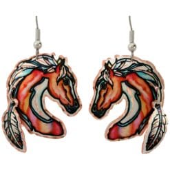 Wear dangle feather horse earrings compliments your western fashion style