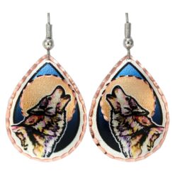 Wholesale Wildlife Art Jewelry, Enchanting Howling Wolf Earrings