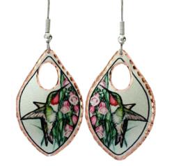 Hummingbird earrings made from original watercolor artwork by Lynn Bean