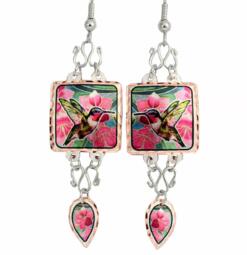 Elegant hummingbird earrings accentuated with dangle wires