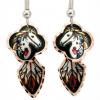 Indian War Horse Earrings with Feather Art Dangle
