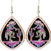 Kokopelli earrings handmade from copper in translucent colors