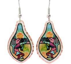 Buy cactus and kokopelli earrings handmade in vibrant colors to brighten up your days