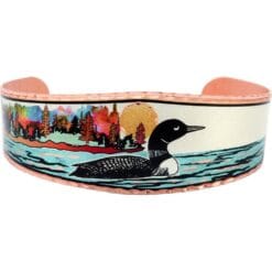 Pretty sunset and loon bracelet for women who loves wildlife