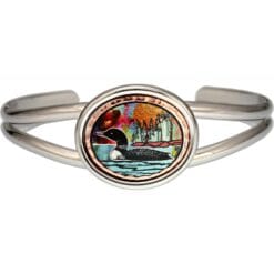 Sunset over a lake with loon wire bracelet, wholesale handmade wire bracelets