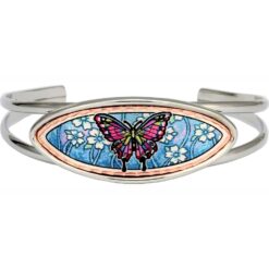 Wear unique wire bracelets for a fashionable and feminine look handmade from watercolor flowers and butterfly artwork
