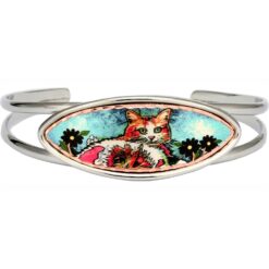 Buy Stylish Wire Bracelets Decorated with Handmade Colorful Cat Copper Artwork