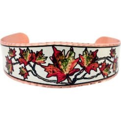 Purchase delicate maple leaves bracelet made from copper silver plated and diamond cut