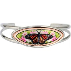 Magnificent copper monarch butterfly artwork silver color stylish wire bracelets