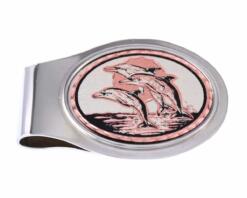 Buy Jumping Dolphins Copper Artwork Embellished Men's Money Clips. No Polishing Required