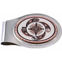 Four Elements Earth, Wind, Fire, and Water Copper Artwork Embellished Men's Money Clips