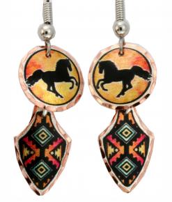 Silhouettes Horse Earrings with Native Arrowhead Dangle