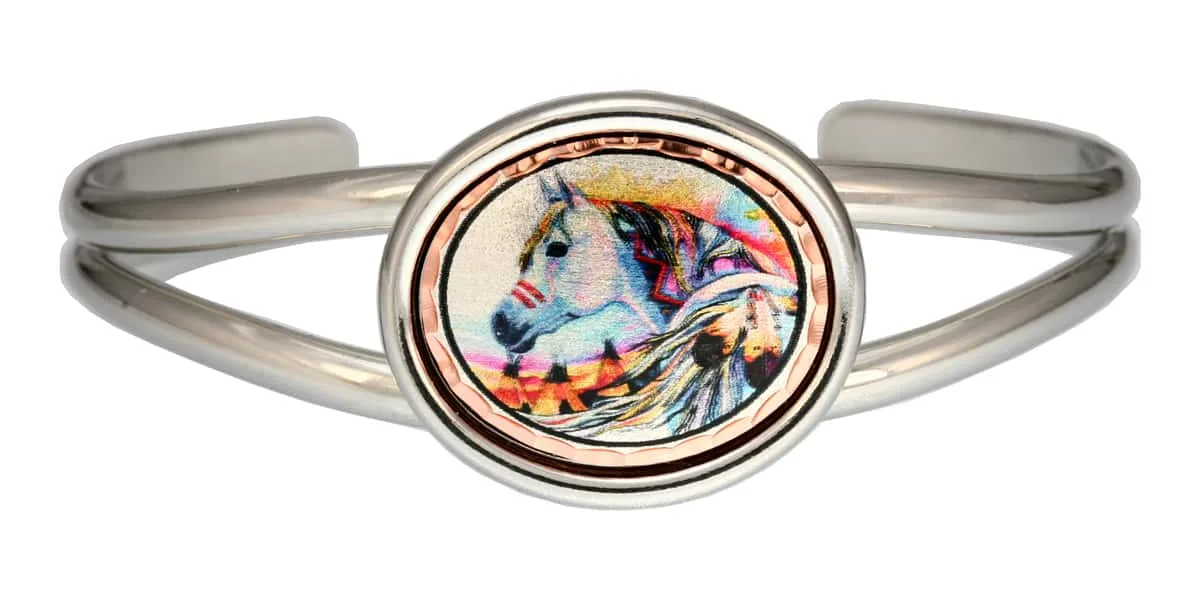 Native horse wire bracelet for a fashionable and feminine look handmade from copper in watercolor artwork Native horse wire bracelet for a fashionable and feminine look handmade from copper in watercolor artwork