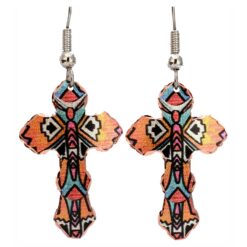 Cross Earrings Created in Native Dragonfly colorful artwork