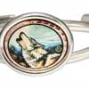 Affordable wholesale art jewelry, silver-plated wire bracelets accentuate with copper howling wolf artwork Affordable wholesale art jewelry, silver-plated wire bracelets accentuate with copper howling wolf artwork