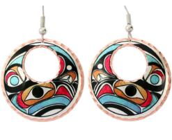 Treat yourself to colorful copper Northwest Native eagle earrings