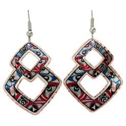 Squares Native Haida abstract artwork earrings in mesmerizing colors