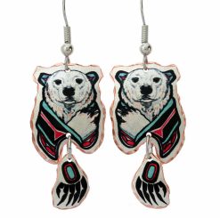 Northwest Native Polar Bear Earrings with Dangle bear Paws