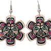 Native Haida sun totem earrings with surgical steel hypoallergenic ear wires