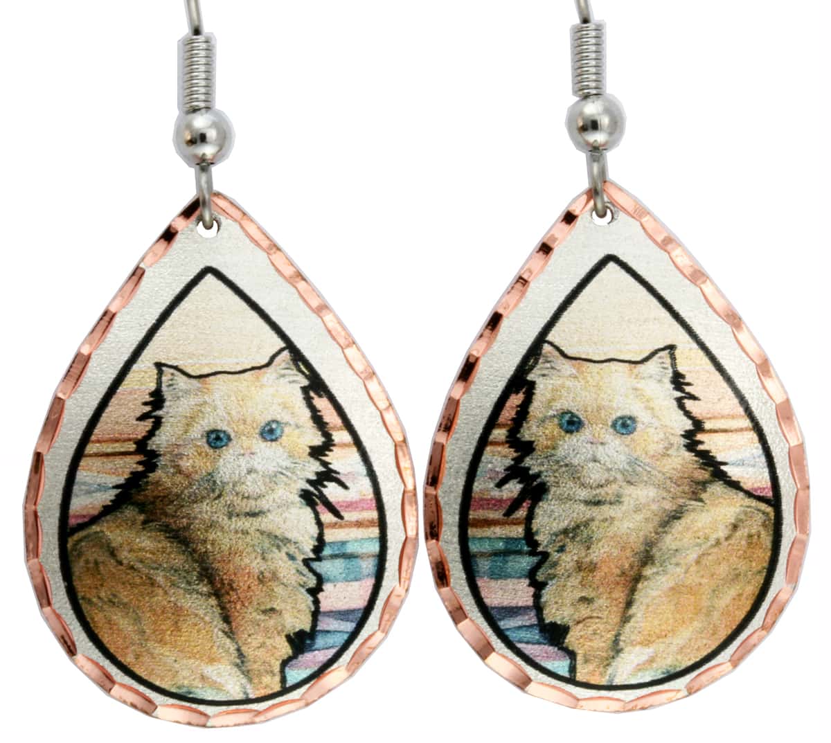 Persian Cat Earrings, Pretty Cat Art Jewelry, Trendy Cat Earrings