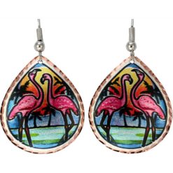 Wholesale Bird Art Jewelry, Pink Flamingos Earrings