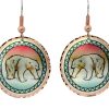 Polar bear earrings inspired by arctic wildlife handmade from copper with vibrant background colors
