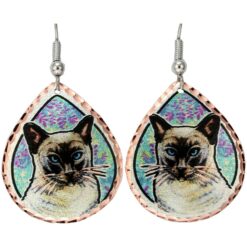 Wholesale Cat Art Jewelry, Teardrop Siamese Cat Earrings