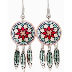 Buy gorgeous Southwest Native American earrings with copper feather dangles