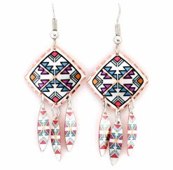 Southwest Native American earrings handcrafted from copper in pastel colors