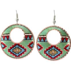 Patina green round Southwest Native American earrings